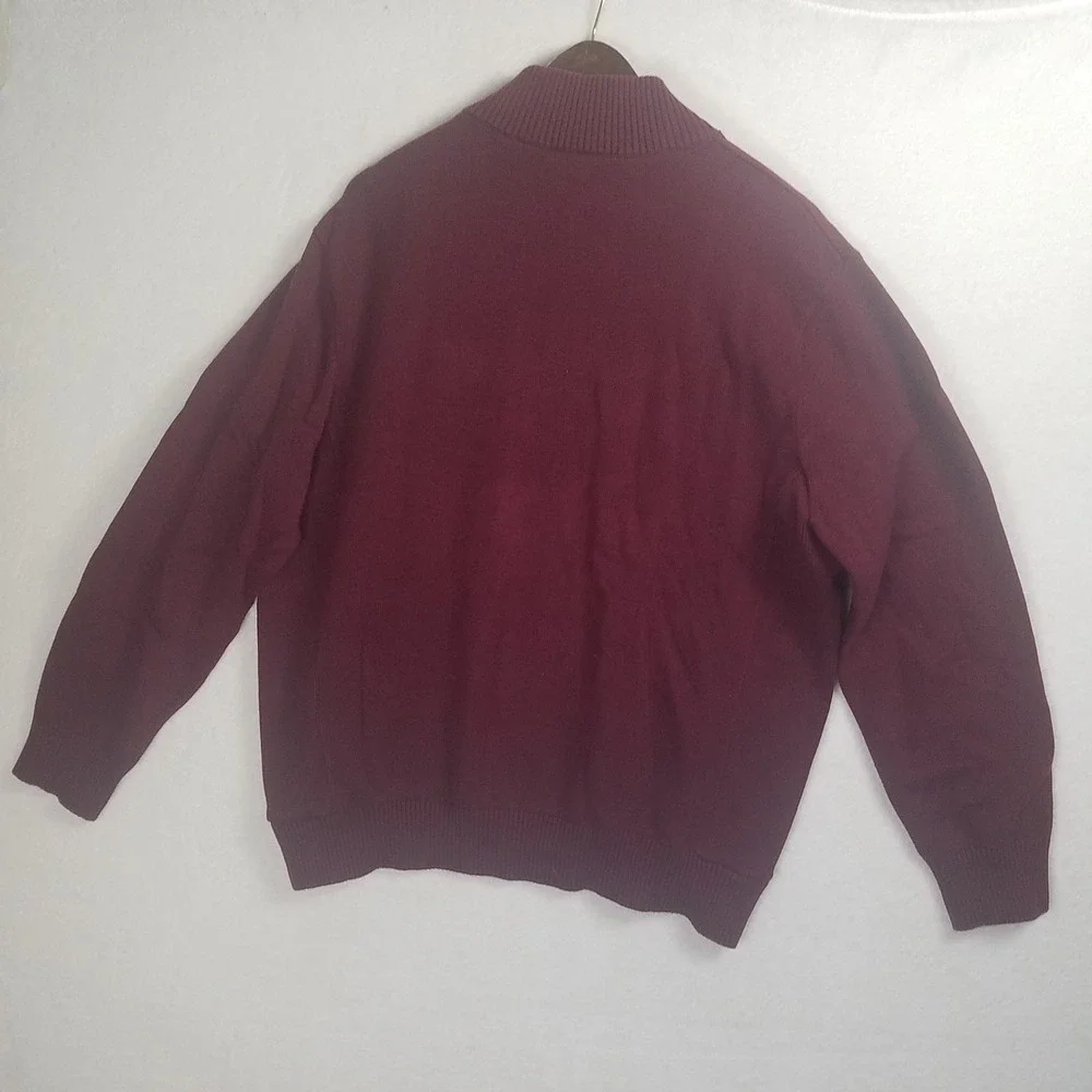 Harley Davidson Quarter Zip Sweater Mens XL Burgundy Excellent Cotton Wool Logo